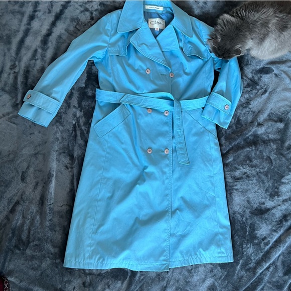 Blue Croydon (made in Poland) spring trench, vintage size 18 - Picture 9 of 10